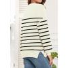 imageWEACZZY Womens 2024 Fall Fashion Crew Neck Long Sleeve Oversized Color Block Sweaters Ribbed Knit Side Slit Pullover TopsStriped Apricot