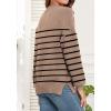imageWEACZZY Womens 2024 Fall Fashion Crew Neck Long Sleeve Oversized Color Block Sweaters Ribbed Knit Side Slit Pullover TopsStriped Khaki