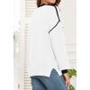 imageWEACZZY Womens 2024 Fall Fashion Crew Neck Long Sleeve Oversized Color Block Sweaters Ribbed Knit Side Slit Pullover TopsWhite