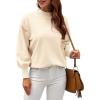 imageWEACZZY Womens 2025 Fall Fashion Casual Sweaters Mock Neck Long Lantern Sleeve Lightweight Knit Pullover Sweater TopsBeige