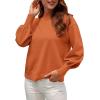 imageWEACZZY Womens 2025 Fall Fashion Casual Sweaters Mock Neck Long Lantern Sleeve Lightweight Knit Pullover Sweater TopsBrick Red