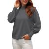 imageWEACZZY Womens 2025 Fall Fashion Casual Sweaters Mock Neck Long Lantern Sleeve Lightweight Knit Pullover Sweater TopsDark Gray