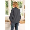imageWEACZZY Womens 2025 Fall Fashion Casual Sweaters Mock Neck Long Lantern Sleeve Lightweight Knit Pullover Sweater TopsDark Gray