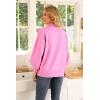 imageWEACZZY Womens 2025 Fall Fashion Casual Sweaters Mock Neck Long Lantern Sleeve Lightweight Knit Pullover Sweater TopsPink