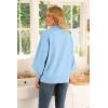 imageWEACZZY Womens 2025 Fall Fashion Casual Sweaters Mock Neck Long Lantern Sleeve Lightweight Knit Pullover Sweater TopsSky Blue