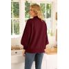 imageWEACZZY Womens 2025 Fall Fashion Casual Sweaters Mock Neck Long Lantern Sleeve Lightweight Knit Pullover Sweater TopsWine Red