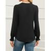 imageWEACZZY Womens 2025 Fall Fashion Long Puff Sleeve Tops Dressy Casual Button V Neck Smocked Cuffs Cute Blouse Shirt TunicBlack