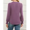 imageWEACZZY Womens 2025 Fall Fashion Long Puff Sleeve Tops Dressy Casual Button V Neck Smocked Cuffs Cute Blouse Shirt TunicMauve