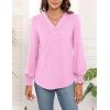 imageWEACZZY Womens 2025 Fall Fashion Long Puff Sleeve Tops Dressy Casual Button V Neck Smocked Cuffs Cute Blouse Shirt TunicPink