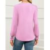imageWEACZZY Womens 2025 Fall Fashion Long Puff Sleeve Tops Dressy Casual Button V Neck Smocked Cuffs Cute Blouse Shirt TunicPink