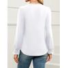 imageWEACZZY Womens 2025 Fall Fashion Long Puff Sleeve Tops Dressy Casual Button V Neck Smocked Cuffs Cute Blouse Shirt TunicWhite