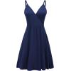imageWEACZZY Womens 2025 Summer Dresses V Neck Spaghetti Strap Sundress Casual Beach Flowy Mini Dress with PocketsA Navy Blue