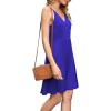 imageWEACZZY Womens 2025 Summer Dresses V Neck Spaghetti Strap Sundress Casual Beach Flowy Mini Dress with PocketsA Royal Blue
