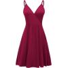 imageWEACZZY Womens 2025 Summer Dresses V Neck Spaghetti Strap Sundress Casual Beach Flowy Mini Dress with PocketsA Wine Red