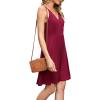 imageWEACZZY Womens 2025 Summer Dresses V Neck Spaghetti Strap Sundress Casual Beach Flowy Mini Dress with PocketsA Wine Red