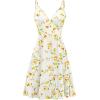 imageWEACZZY Womens 2025 Summer Dresses V Neck Spaghetti Strap Sundress Casual Beach Flowy Mini Dress with PocketsApricot Flower