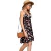 imageWEACZZY Womens 2025 Summer Dresses V Neck Spaghetti Strap Sundress Casual Beach Flowy Mini Dress with PocketsButterfly Flower Black