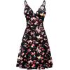 imageWEACZZY Womens 2025 Summer Dresses V Neck Spaghetti Strap Sundress Casual Beach Flowy Mini Dress with PocketsButterfly Flower Black