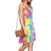 imageWEACZZY Womens 2025 Summer Dresses V Neck Spaghetti Strap Sundress Casual Beach Flowy Mini Dress with PocketsColorful Yellow