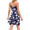 imageWEACZZY Womens 2025 Summer Dresses V Neck Spaghetti Strap Sundress Casual Beach Flowy Mini Dress with PocketsDaisy Navy