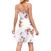 imageWEACZZY Womens 2025 Summer Dresses V Neck Spaghetti Strap Sundress Casual Beach Flowy Mini Dress with PocketsFloral White