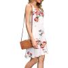 imageWEACZZY Womens 2025 Summer Dresses V Neck Spaghetti Strap Sundress Casual Beach Flowy Mini Dress with PocketsFloral White