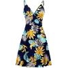 imageWEACZZY Womens 2025 Summer Dresses V Neck Spaghetti Strap Sundress Casual Beach Flowy Mini Dress with PocketsFloralyellow Green