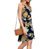 imageWEACZZY Womens 2025 Summer Dresses V Neck Spaghetti Strap Sundress Casual Beach Flowy Mini Dress with PocketsFloralyellow Green