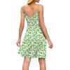 imageWEACZZY Womens 2025 Summer Dresses V Neck Spaghetti Strap Sundress Casual Beach Flowy Mini Dress with PocketsFlower Green White