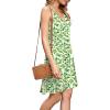 imageWEACZZY Womens 2025 Summer Dresses V Neck Spaghetti Strap Sundress Casual Beach Flowy Mini Dress with PocketsFlower Green White
