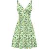 imageWEACZZY Womens 2025 Summer Dresses V Neck Spaghetti Strap Sundress Casual Beach Flowy Mini Dress with PocketsFlower Green White