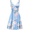 imageWEACZZY Womens 2025 Summer Dresses V Neck Spaghetti Strap Sundress Casual Beach Flowy Mini Dress with PocketsFlowerlight Blue