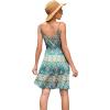 imageWEACZZY Womens 2025 Summer Dresses V Neck Spaghetti Strap Sundress Casual Beach Flowy Mini Dress with PocketsGreen Khaki
