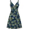 imageWEACZZY Womens 2025 Summer Dresses V Neck Spaghetti Strap Sundress Casual Beach Flowy Mini Dress with PocketsGreen Leaf Navy