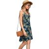 imageWEACZZY Womens 2025 Summer Dresses V Neck Spaghetti Strap Sundress Casual Beach Flowy Mini Dress with PocketsGreen Leaf Navy