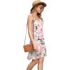 imageWEACZZY Womens 2025 Summer Dresses V Neck Spaghetti Strap Sundress Casual Beach Flowy Mini Dress with PocketsGreen Leaf Pink