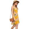 imageWEACZZY Womens 2025 Summer Dresses V Neck Spaghetti Strap Sundress Casual Beach Flowy Mini Dress with PocketsGreen Leaf Yellow