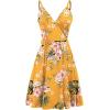 imageWEACZZY Womens 2025 Summer Dresses V Neck Spaghetti Strap Sundress Casual Beach Flowy Mini Dress with PocketsGreen Leaf Yellow