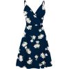 imageWEACZZY Womens 2025 Summer Dresses V Neck Spaghetti Strap Sundress Casual Beach Flowy Mini Dress with PocketsNavy Lily