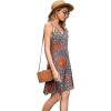 imageWEACZZY Womens 2025 Summer Dresses V Neck Spaghetti Strap Sundress Casual Beach Flowy Mini Dress with PocketsPeacock Blue
