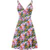 imageWEACZZY Womens 2025 Summer Dresses V Neck Spaghetti Strap Sundress Casual Beach Flowy Mini Dress with PocketsPurple Flower Green