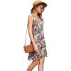 imageWEACZZY Womens 2025 Summer Dresses V Neck Spaghetti Strap Sundress Casual Beach Flowy Mini Dress with PocketsPurple Flower Green