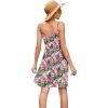 imageWEACZZY Womens 2025 Summer Dresses V Neck Spaghetti Strap Sundress Casual Beach Flowy Mini Dress with PocketsPurple Flower Green