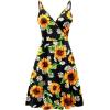 imageWEACZZY Womens 2025 Summer Dresses V Neck Spaghetti Strap Sundress Casual Beach Flowy Mini Dress with PocketsSunflower Black