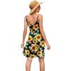 imageWEACZZY Womens 2025 Summer Dresses V Neck Spaghetti Strap Sundress Casual Beach Flowy Mini Dress with PocketsSunflower Black