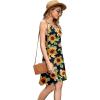 imageWEACZZY Womens 2025 Summer Dresses V Neck Spaghetti Strap Sundress Casual Beach Flowy Mini Dress with PocketsSunflower Black