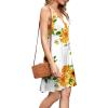 imageWEACZZY Womens 2025 Summer Dresses V Neck Spaghetti Strap Sundress Casual Beach Flowy Mini Dress with PocketsSunflower White