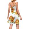 imageWEACZZY Womens 2025 Summer Dresses V Neck Spaghetti Strap Sundress Casual Beach Flowy Mini Dress with PocketsSunflower White