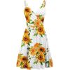imageWEACZZY Womens 2025 Summer Dresses V Neck Spaghetti Strap Sundress Casual Beach Flowy Mini Dress with PocketsSunflower White