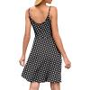 imageWEACZZY Womens 2025 Summer Dresses V Neck Spaghetti Strap Sundress Casual Beach Flowy Mini Dress with PocketsWhite Dot Black
